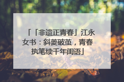 「非遗正青春」江永女书：斜菱破茧，青春执笔续千年闺语