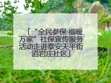 “全民参保·福暖万家”社保宣传服务活动走进泰安天平街道岩庄社区