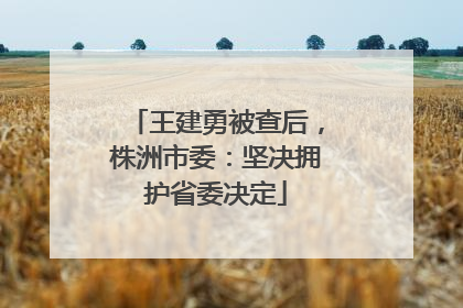 王建勇被查后，株洲市委：坚决拥护省委决定