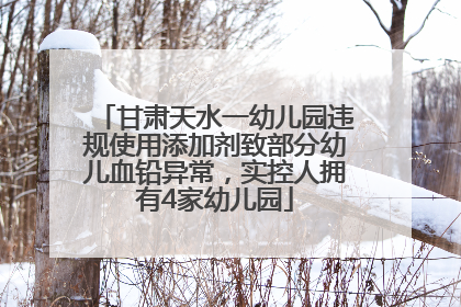甘肃天水一幼儿园违规使用添加剂致部分幼儿血铅异常，实控人拥有4家幼儿园