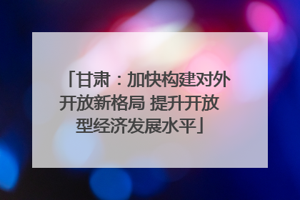 甘肃：加快构建对外开放新格局 提升开放型经济发展水平