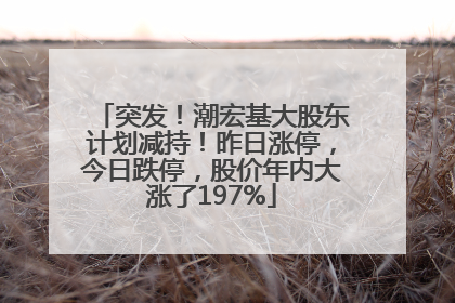 突发！潮宏基大股东计划减持！昨日涨停，今日跌停，股价年内大涨了197%