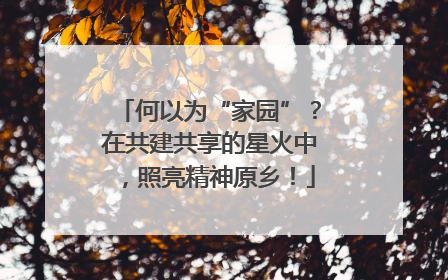 何以为“家园”？在共建共享的星火中，照亮精神原乡！