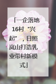 一企落地16村“兴起”，日照岚山打造乳业带村新模式