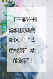 三亚崖州湾科技城高新区：“蓝色经济”动能澎湃