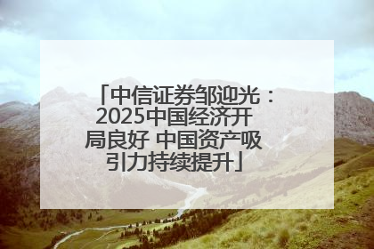 中信证券邹迎光：2025中国经济开局良好 中国资产吸引力持续提升