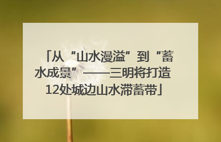 从“山水漫溢”到“蓄水成景”——三明将打造12处城边山水滞蓄带