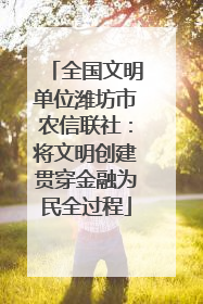 全国文明单位潍坊市农信联社：将文明创建贯穿金融为民全过程