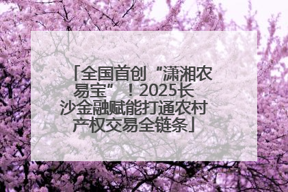 全国首创“潇湘农易宝”！2025长沙金融赋能打通农村产权交易全链条
