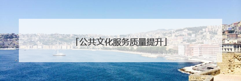 公共文化服务质量提升