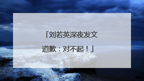刘若英深夜发文道歉：对不起！