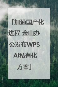 加速国产化进程 金山办公发布WPS AI私有化方案