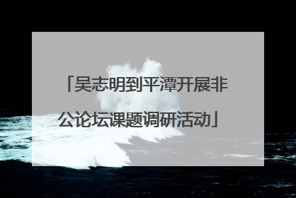 吴志明到平潭开展非公论坛课题调研活动