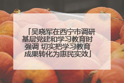 吴晓军在西宁市调研基层党建和学习教育时强调 切实把学习教育成果转化为惠民实效
