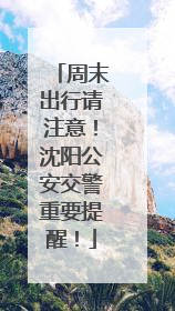 周末出行请注意！沈阳公安交警重要提醒！