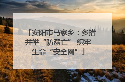 安阳市马家乡：多措并举“防溺亡” 织牢生命“安全网”