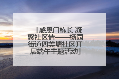 感恩门栋长 凝聚社区情——杨园街道四美塘社区开展端午主题活动
