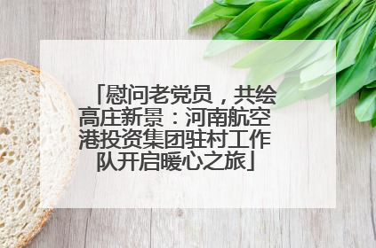 慰问老党员，共绘高庄新景：河南航空港投资集团驻村工作队开启暖心之旅