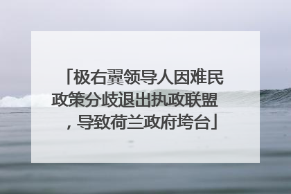 极右翼领导人因难民政策分歧退出执政联盟，导致荷兰政府垮台