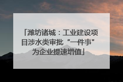 潍坊诸城：工业建设项目涉水类审批“一件事” 为企业提速增值