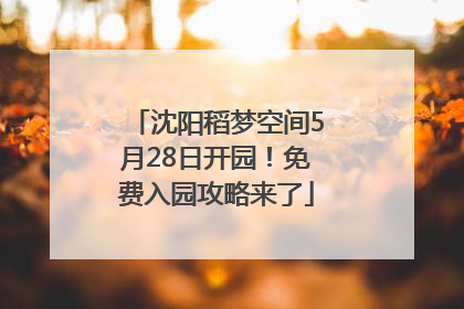 沈阳稻梦空间5月28日开园！免费入园攻略来了