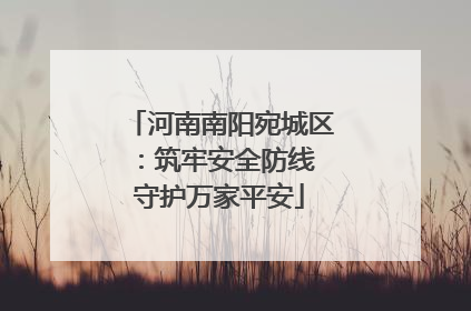 河南南阳宛城区：筑牢安全防线 守护万家平安