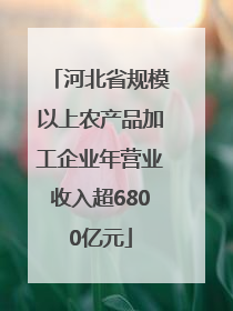 河北省规模以上农产品加工企业年营业收入超6800亿元