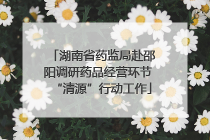 湖南省药监局赴邵阳调研药品经营环节“清源”行动工作