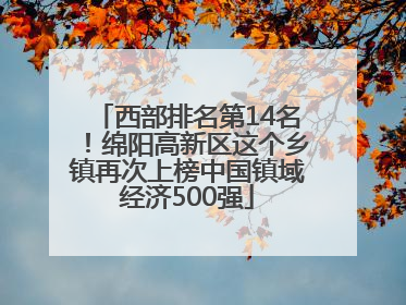 西部排名第14名！绵阳高新区这个乡镇再次上榜中国镇域经济500强