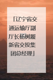 辽宁省交通运输厅副厅长杨树履新省交投集团总经理