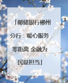 邮储银行郴州分行：暖心服务零距离 金融为民显担当