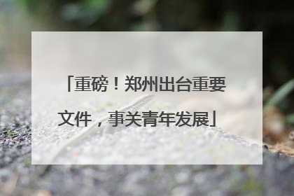 重磅！郑州出台重要文件，事关青年发展