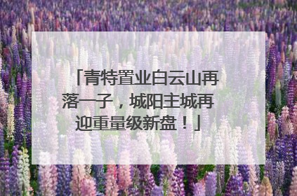 青特置业白云山再落一子，城阳主城再迎重量级新盘！
