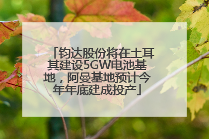 钧达股份将在土耳其建设5GW电池基地，阿曼基地预计今年年底建成投产