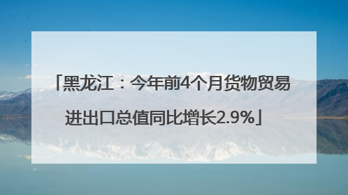 黑龙江：今年前4个月货物贸易进出口总值同比增长2.9%