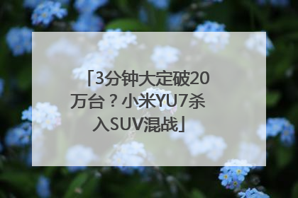 3分钟大定破20万台？小米YU7杀入SUV混战