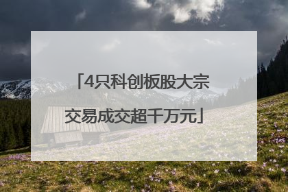 4只科创板股大宗交易成交超千万元